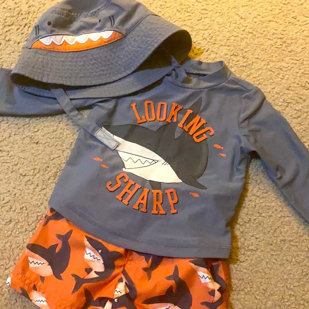 Two piece swim set with matching hat